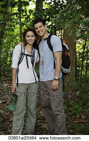 Couple on a hike View Large Photo Image Picture - Couple on a hike. Fotosearch