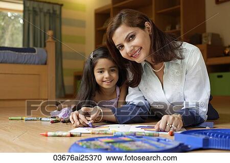 mother and daughter coloring View Large Photo Image Stock Image - mother and daughter coloring. Fotosearch