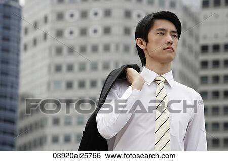 Portrait of businessman with jacket over shoulder View Large Photo Image Stock Photograph - Portrait of businessman with jacket over shoulder. Fotosearch