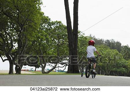Young boy riding bike with training wheels View Large Photo Image Stock Image - Young boy riding bike with training wheels. Fotosearch