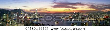 Hong Kong cityscape from Braemar Hill in the evening View Large Photo Image Stock Image - Hong Kong cityscape from Braemar Hill in the evening. Fotosearch