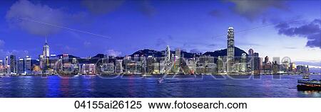 Hong Kong skyline in the evening View Large Photo Image Stock Photography - Hong Kong skyline in the evening. Fotosearch