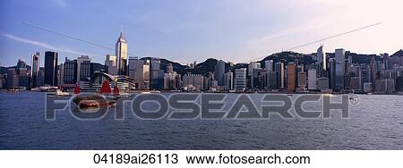 Hong Kong skyline with a chinese junk in the Victoria Harbour View Large Photo Image Stock Image - Hong Kong skyline with a chinese junk in the Victoria Harbour. Fotosearch