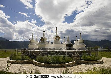 Tibetan stupa in highland, Shangri-la, Yunnan, China View Large Photo Image Stock Image - Tibetan stupa in highland, Shangri-la, Yunnan, China. Fotosearch