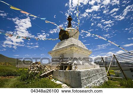 Tibetan stupa on the highland Shangri-la, China View Large Photo Image Stock Image - Tibetan stupa on the highland Shangri-la, China. Fotosearch