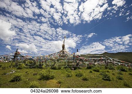 Tibetan stupa on the highland Shangri-la, China View Large Photo Image Stock Photo - Tibetan stupa on the highland Shangri-la, China. Fotosearch