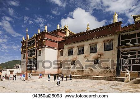 Tourists visiting the Songzanlin Temple, Shangri-la, China View Large Photo Image Stock Image - Tourists visiting the Songzanlin Temple, Shangri-la, China. Fotosearch