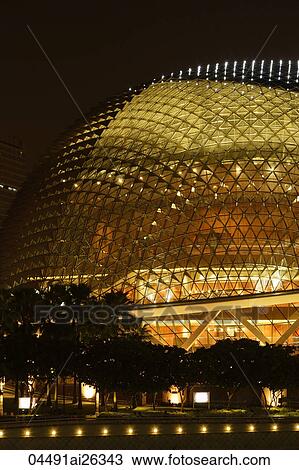 Stock Image - Night shot of Esplanade Theater, Singapore. Fotosearch
