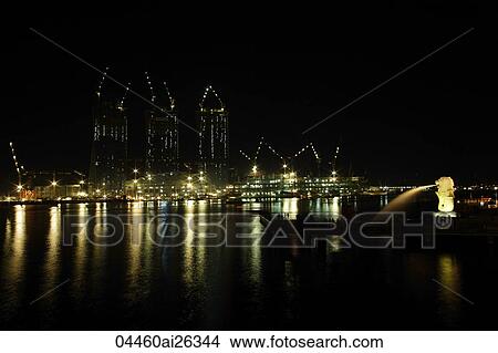 Picture - Night shot of Marina Bay Singapore. Fotosearch