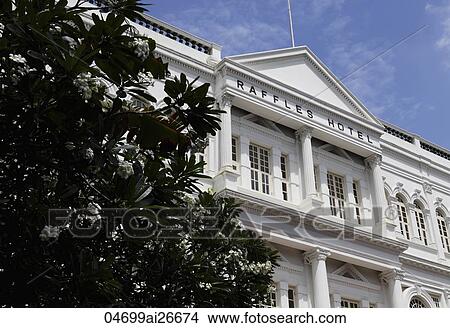 Picture - Front of Raffles Hotel Singapore. Fotosearch