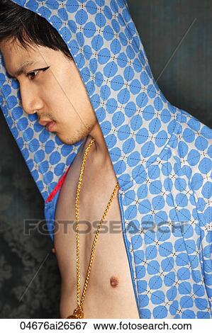 Profile of Chinese man wearing hooded sweat shirt View Large Photo Image Stock Photo - Profile of Chinese man wearing hooded sweat shirt. Fotosearch