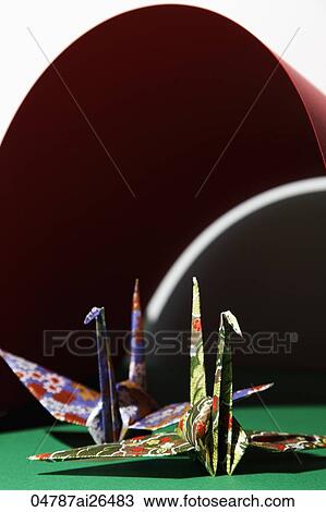 Stock Image - Two origami swans. Fotosearch