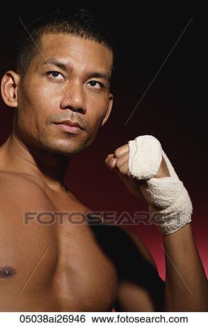 man with no shirt with wrapped fist View Large Photo Image Stock Photograph - man with no shirt with wrapped fist. Fotosearch