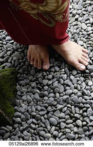 top down shot of feet on black stones View Large Photo Image Stock Photograph - top down shot of feet on black stones. Fotosearch