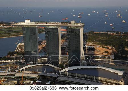 Stock Image - Ariel view of the Sands Resort. Fotosearch