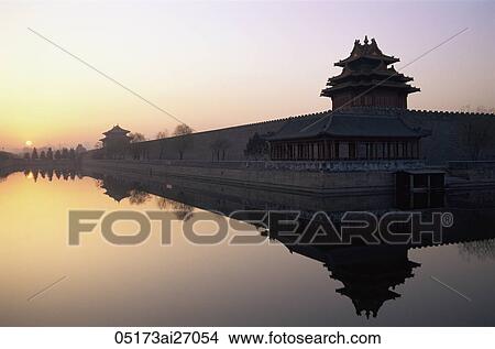 China, Beijing, Sunrise over the Walls of the Forbidden City View Large Photo Image Picture - China, Beijing, Sunrise over the Walls of the Forbidden City. Fotosearch