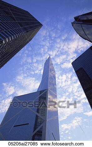 Stock Photography - China, Hong Kong, Central, Bank of China and Modern Buildings. Fotosearch