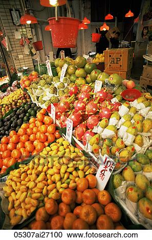 Stock Image - China, Hong Kong, Fruit Market. Fotosearch