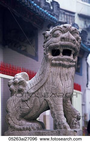 China, Hong Kong, Hollywood Road, Lion Statue in Man Mo Temple View Large Photo Image Stock Photograph - China, Hong Kong, Hollywood Road, Lion Statue in Man Mo Temple. Fotosearch