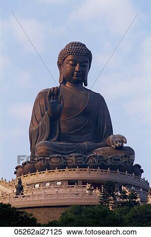 Stock Photography - China, Hong Kong, Lantau, The Worlds Largest Outdoor Seated Bronze Buddha Statue at the Po Lin Monastery. Fotosearch