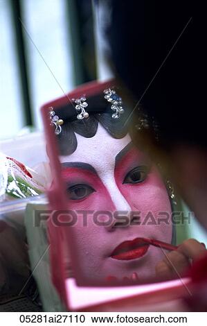 China, Hong Kong, Portrait of Chinese Opera Actress Applying Make-up View Large Photo Image Stock Image - China, Hong Kong, Portrait of Chinese Opera Actress Applying Make-up. Fotosearch
