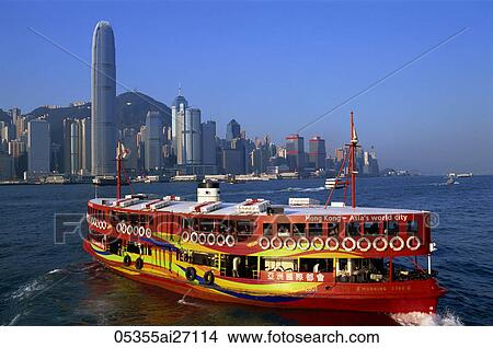 China, Hong Kong, Star Ferry and City Skyline View Large Photo Image Picture - China, Hong Kong, Star Ferry and City Skyline. Fotosearch