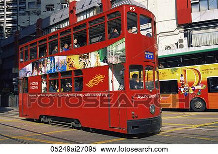 Stock Photography - China, Hong Kong, Tram. Fotosearch