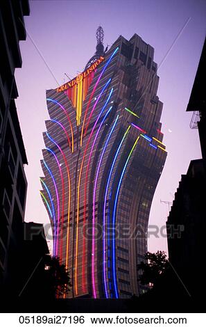 China, Macau, Grand Lisboa Hotel and Casino Night Lights View Large Photo Image Stock Photograph - China, Macau, Grand Lisboa Hotel and Casino Night Lights. Fotosearch