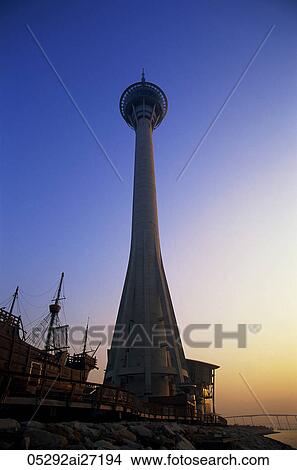 Picture - China, Macau, Macau Tower at Dawn. Fotosearch