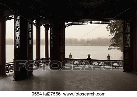Stock Photograph - Interior of pagoda at Heavenly Lake.. Fotosearch