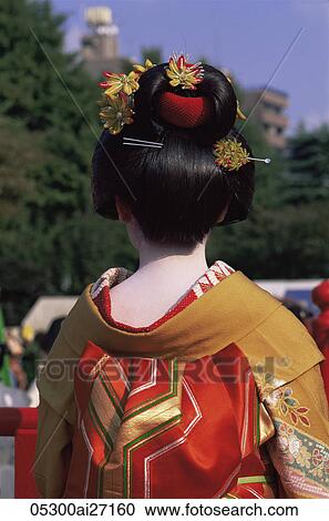 Stock Image - Japan, Tokyo, Geishas at Jidai Matsuri Festival held Annually in November at Sensoji Temple Asakusa. Fotosearch