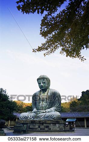 Japan, Tokyo, Kamakura, Daibutsu, The Great Buddha with Autumn Leaves View Large Photo Image Stock Photo - Japan, Tokyo, Kamakura, Daibutsu, The Great Buddha with Autumn Leaves. Fotosearch