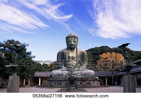 Japan, Tokyo, Kamakura, Daibutsu, The Great Buddha with Autumn Leaves View Large Photo Image Stock Photograph - Japan, Tokyo, Kamakura, Daibutsu, The Great Buddha with Autumn Leaves. Fotosearch