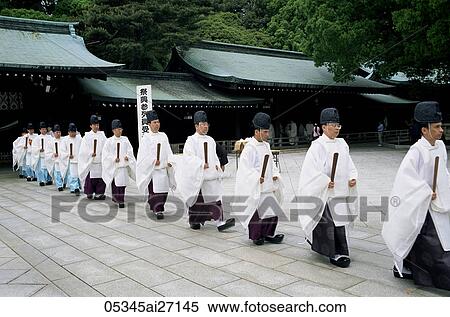 Japan, Tokyo, Meiji Jingu Shrine, Line of Priests View Large Photo Image Stock Photography - Japan, Tokyo, Meiji Jingu Shrine, Line of Priests. Fotosearch