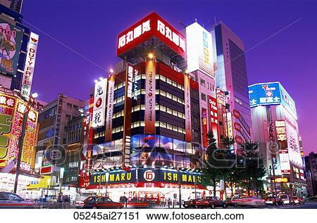 Japan, Tokyo, Night View of Shops in Akihabara Electrical District View Large Photo Image Stock Image - Japan, Tokyo, Night View of Shops in Akihabara Electrical District. Fotosearch