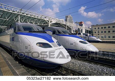 Korea, Seoul, Seoul Train Station, KTX Express Trains View Large Photo Image Stock Image - Korea, Seoul, Seoul Train Station, KTX Express Trains. Fotosearch