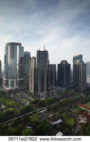 Stock Image - Office buildings along Jalan Jend Sudirman, Jakarta, Indonesia. Fotosearch