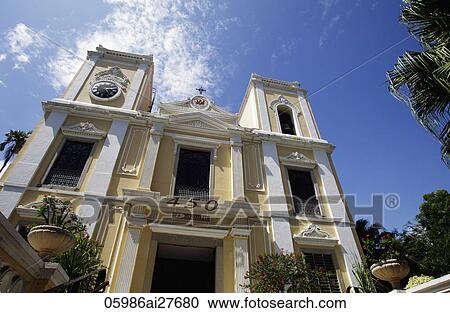 Stock Image - Old church building, Macau, China. Fotosearch