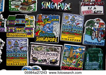 Singapore, Chinatown, Souvenir Fridge Magnets View Large Photo Image Stock Image - Singapore, Chinatown, Souvenir Fridge Magnets. Fotosearch