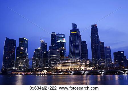 Singapore, city skyline of Marina Day at night View Large Photo Image Stock Image - Singapore, city skyline of Marina Day at night. Fotosearch