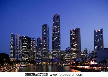 Singapore, Singapore River and City Skyline View Large Photo Image Stock Photograph - Singapore, Singapore River and City Skyline. Fotosearch