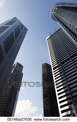 Stock Image - Singapore skyscrapers in financial district. Fotosearch