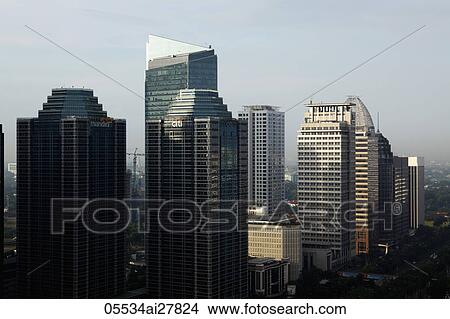 Picture - Skyscrapers along Jalan Jend Sudirman, Jakarta. Fotosearch