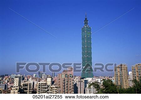 Taiwan, Taipei, City Skyline and Taipei 101 Skyscraper (1667 feet) View Large Photo Image Stock Photography - Taiwan, Taipei, City Skyline and Taipei 101 Skyscraper (1667 feet). Fotosearch