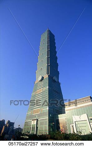 Taiwan, Taipei, Taipei 101 Skyscraper (1667 feet) View Large Photo Image Stock Photo - Taiwan, Taipei, Taipei 101 Skyscraper (1667 feet). Fotosearch