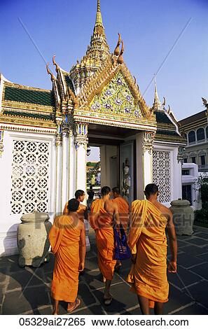 Thailand, Bangkok, Wat Phra Kaeo, Monks Entering the Grand Palace View Large Photo Image Stock Photography - Thailand, Bangkok, Wat Phra Kaeo, Monks Entering the Grand Palace. Fotosearch