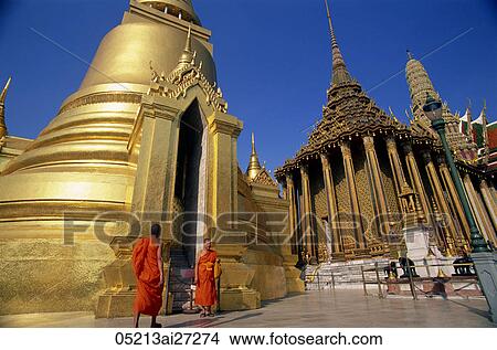 Thailand, Bangkok, Wat Phra Kaew, Monks at the Grand Palace View Large Photo Image Picture - Thailand, Bangkok, Wat Phra Kaew, Monks at the Grand Palace. Fotosearch