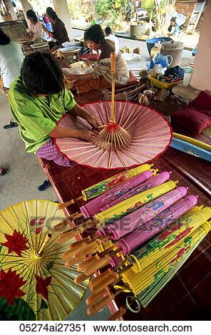 Thailand, Chiang Mai, Borsang Umbrella Village, Umbrella Making View Large Photo Image Stock Image - Thailand, Chiang Mai, Borsang Umbrella Village, Umbrella Making. Fotosearch