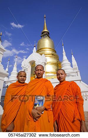 Thailand, Chiang Mai, Monks at Wat Suan Dok View Large Photo Image Stock Image - Thailand, Chiang Mai, Monks at Wat Suan Dok. Fotosearch