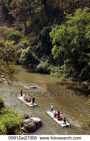 Thailand, Chiang Mai, Tourists River Rafting on Maetang River View Large Photo Image Stock Photography - Thailand, Chiang Mai, Tourists River Rafting on Maetang River. Fotosearch